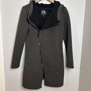 BETSEY JOHNSON Sz Small Performance Jacket Asymmetrical‎ Zip Gray Scuba Longline